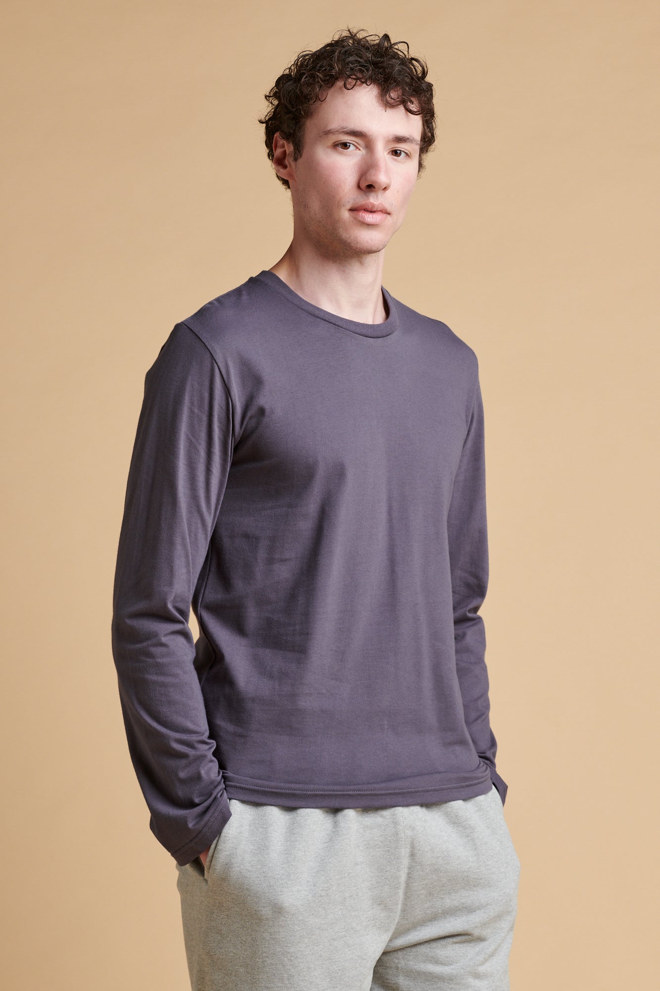 Men's Long Sleeve T Shirt - Slate Grey
