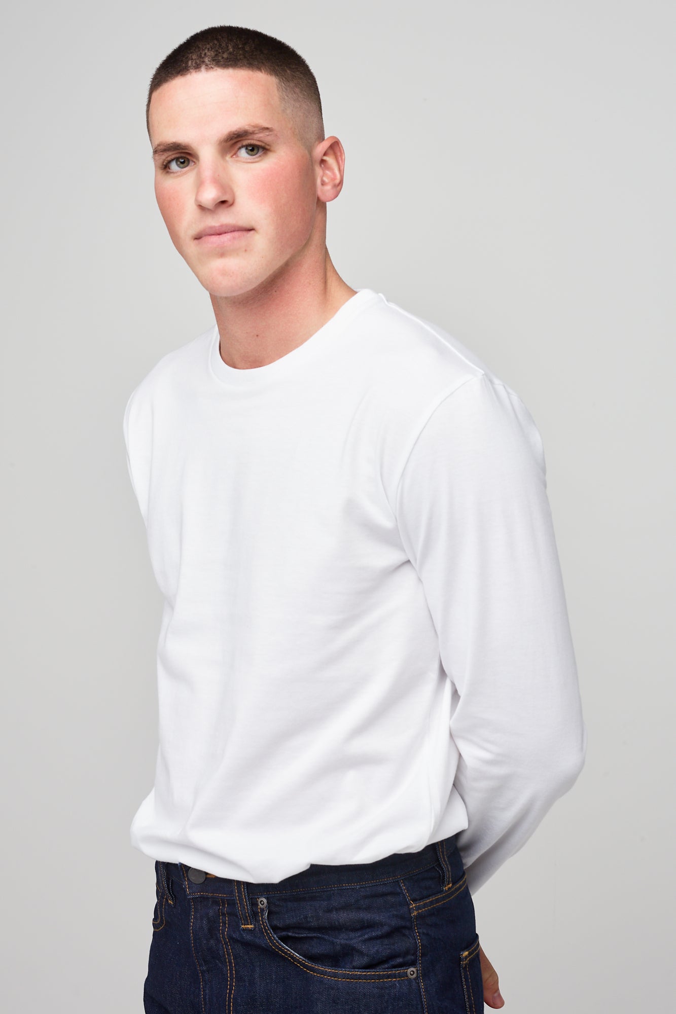 Men's Long Sleeve T Shirt Plastic Free - White