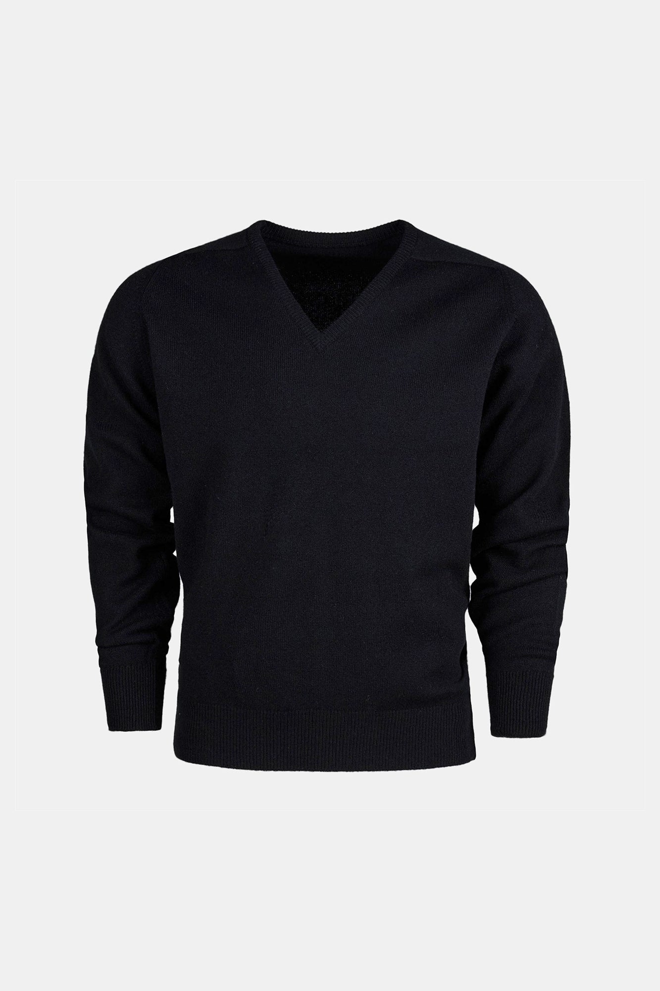 Men's Lambswool V-Neck Jumper - Black
