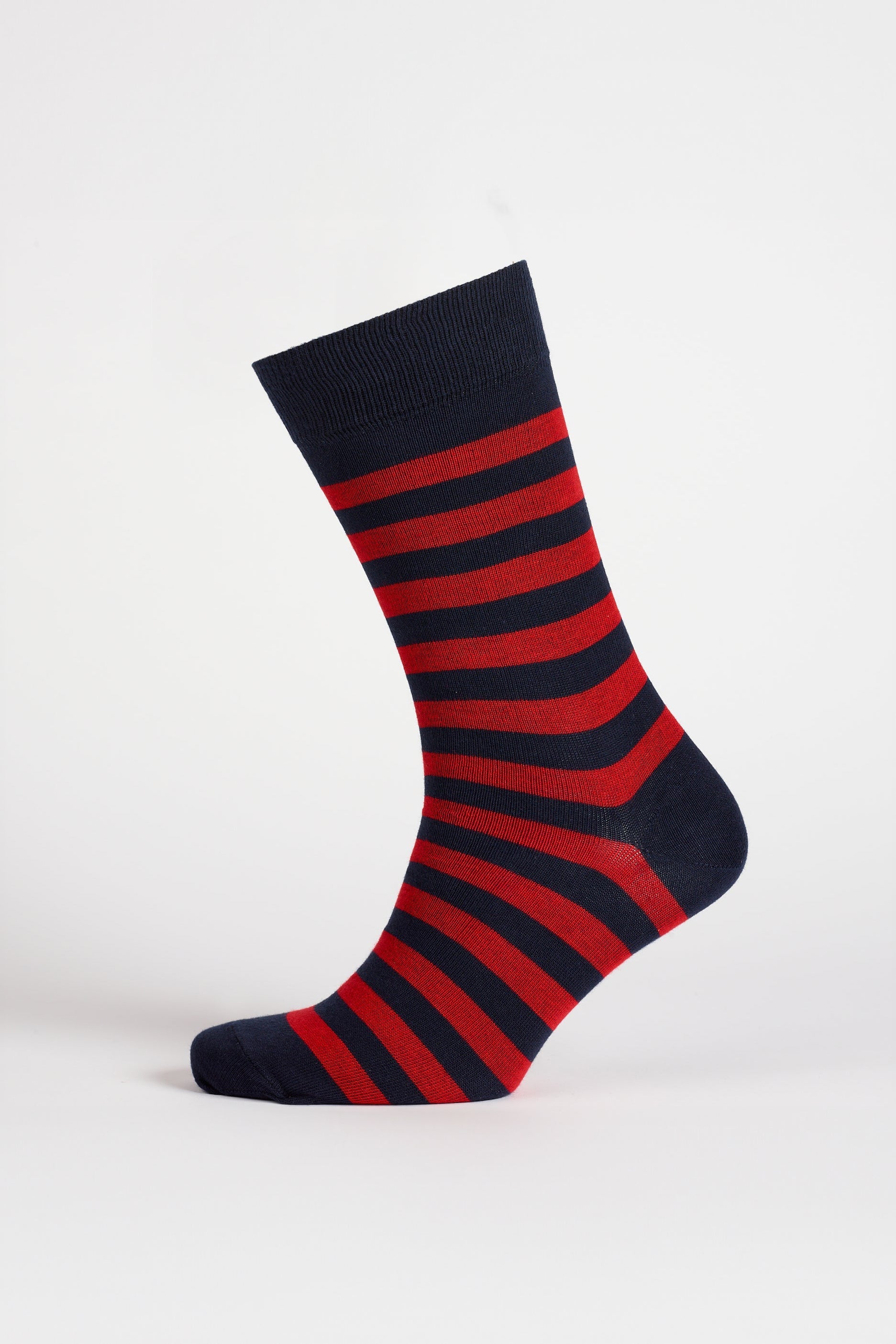 Everyday Cotton Sock Stripe 3 Pack - Navy/Red