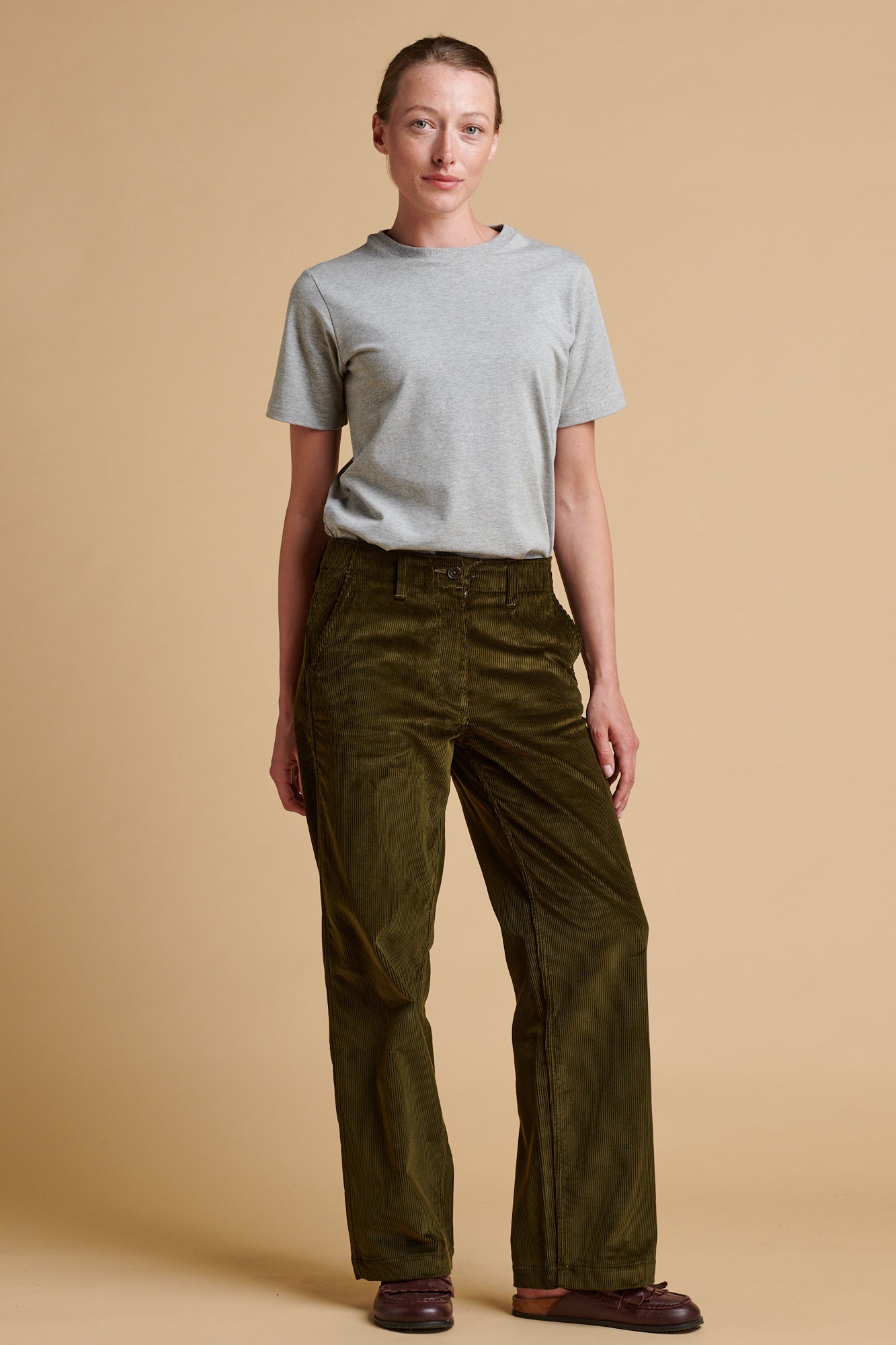 Women's Corduroy Work Trousers - Olive