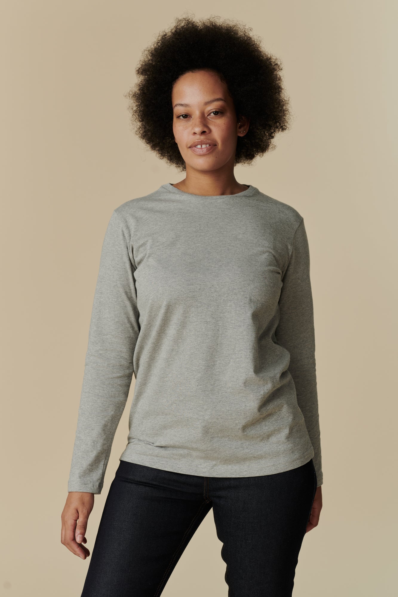 Women's Long Sleeve T Shirt - Grey Marl