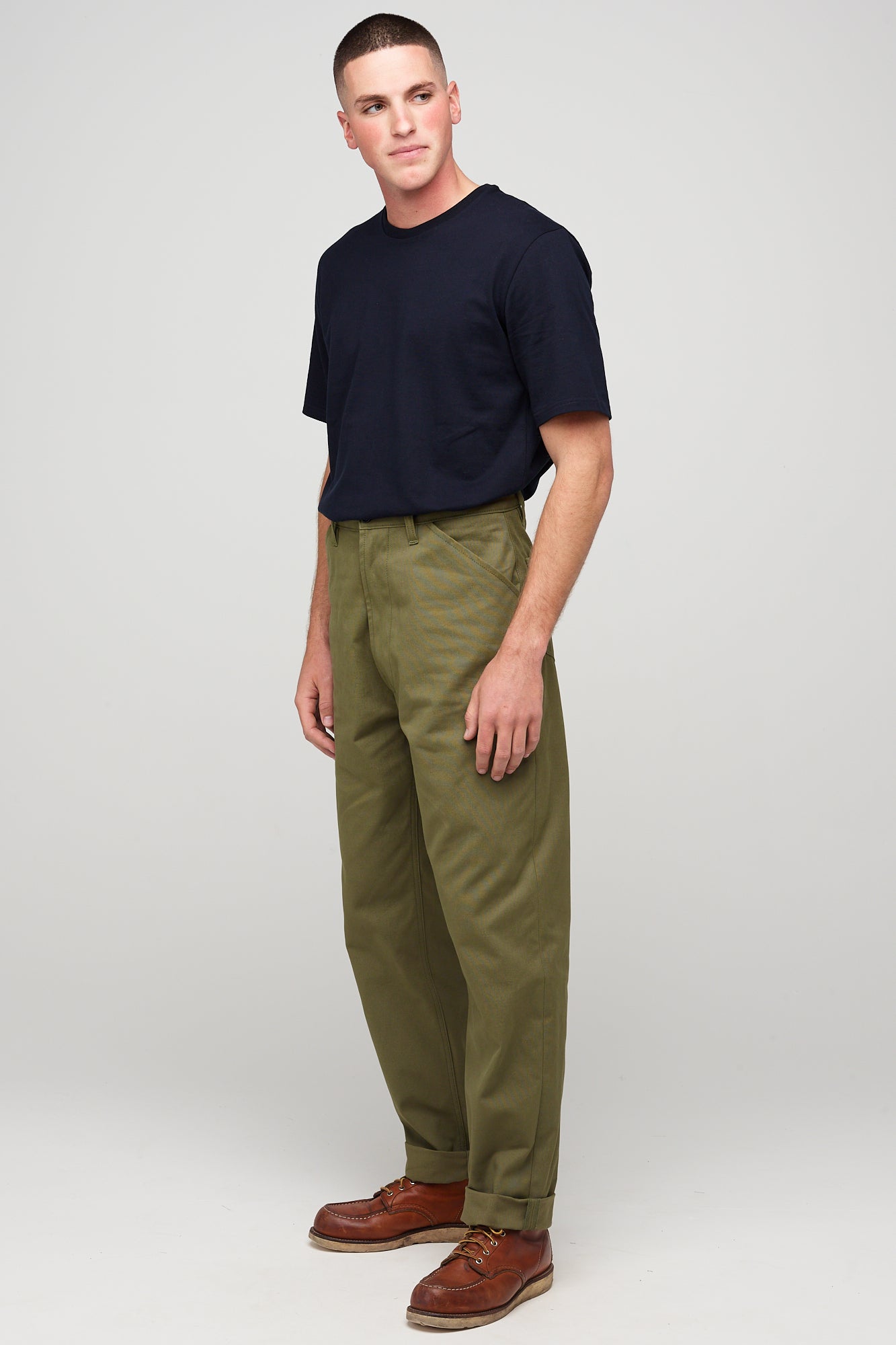 Mens Canvas Chore Trousers - Olive