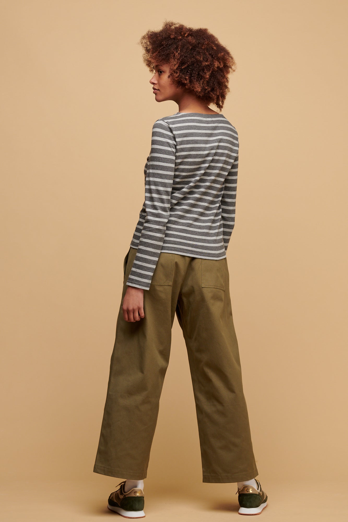 Camerawoman Drawstring Tapered Cotton Canvas Trousers - Olive