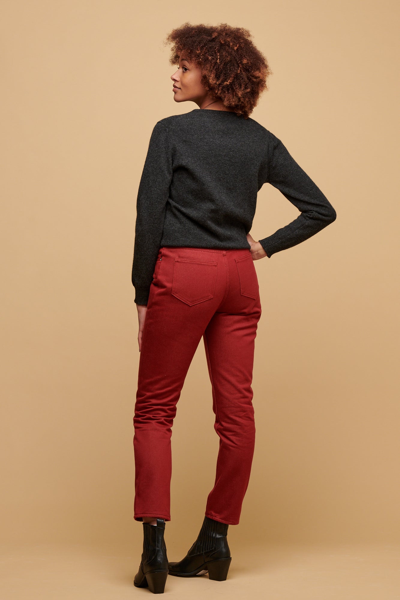 Women's Gloria Straight Leg High Rise Denim Jeans - Burgundy