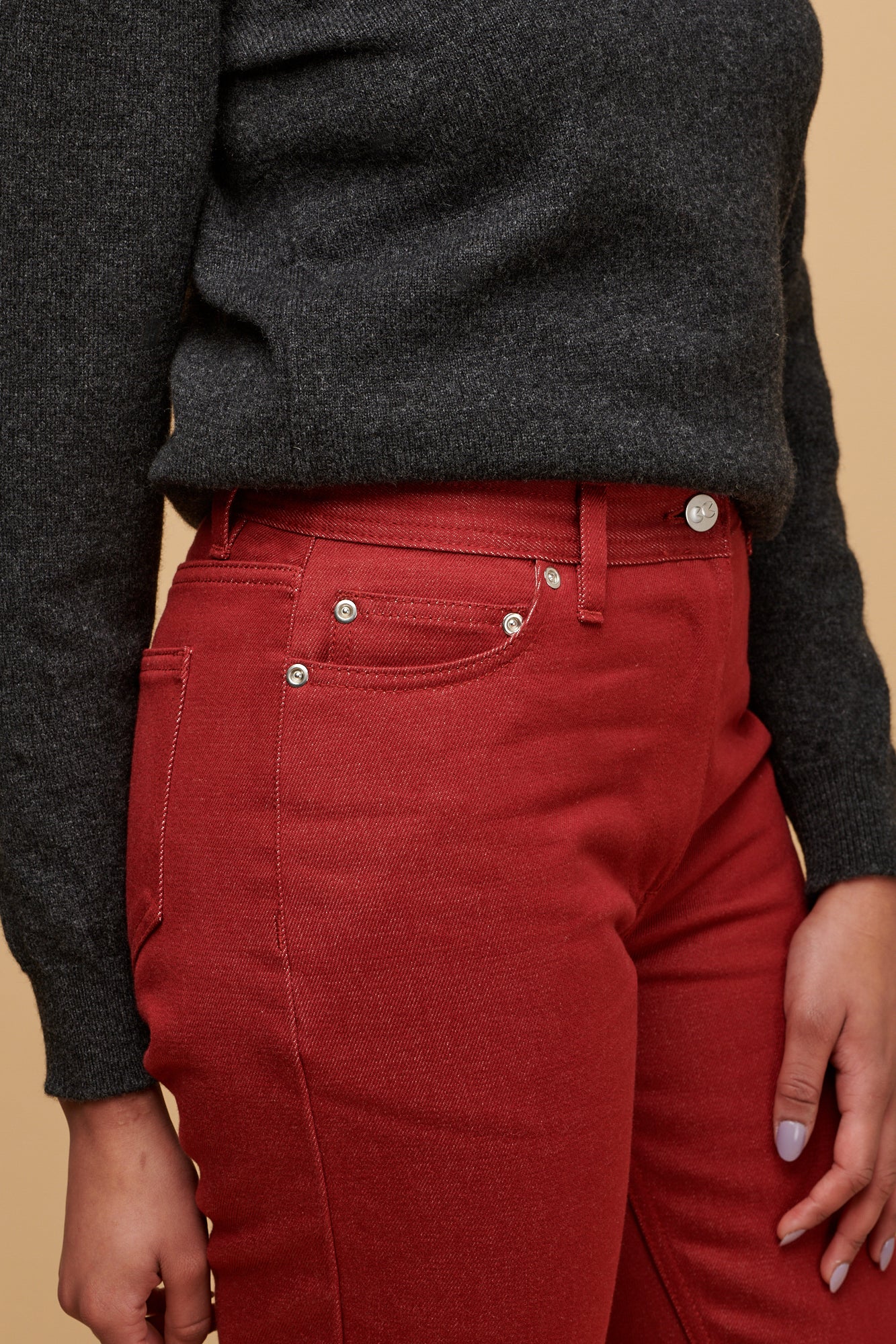 Women's Gloria Straight Leg High Rise Denim Jeans - Burgundy