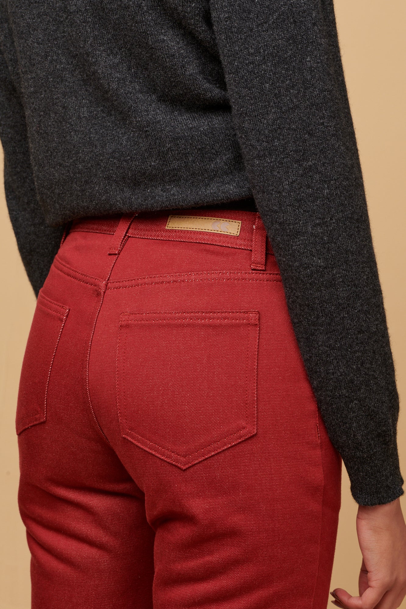 Women's Gloria Straight Leg High Rise Denim Jeans - Burgundy