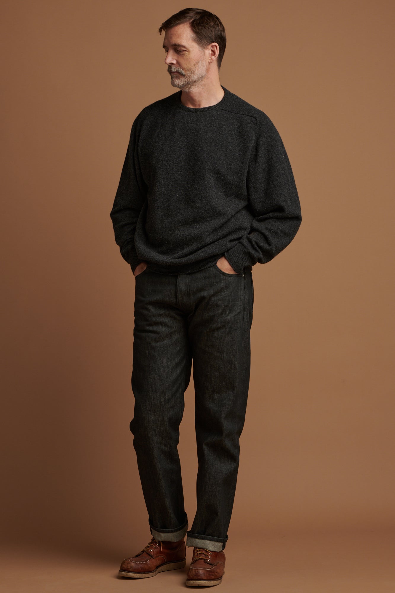 Men's Arran Loose Fit Button Fly Denim Jean - Black