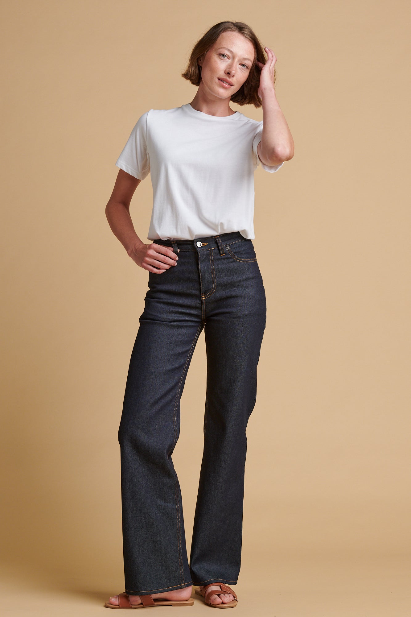 Women's Wide Leg High Rise Denim Jeans - Indigo