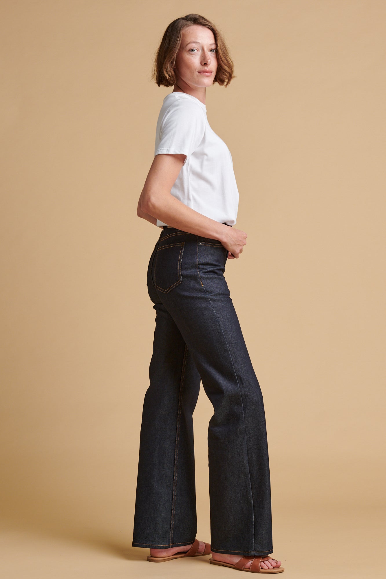 Women's Wide Leg High Rise Denim Jeans - Indigo