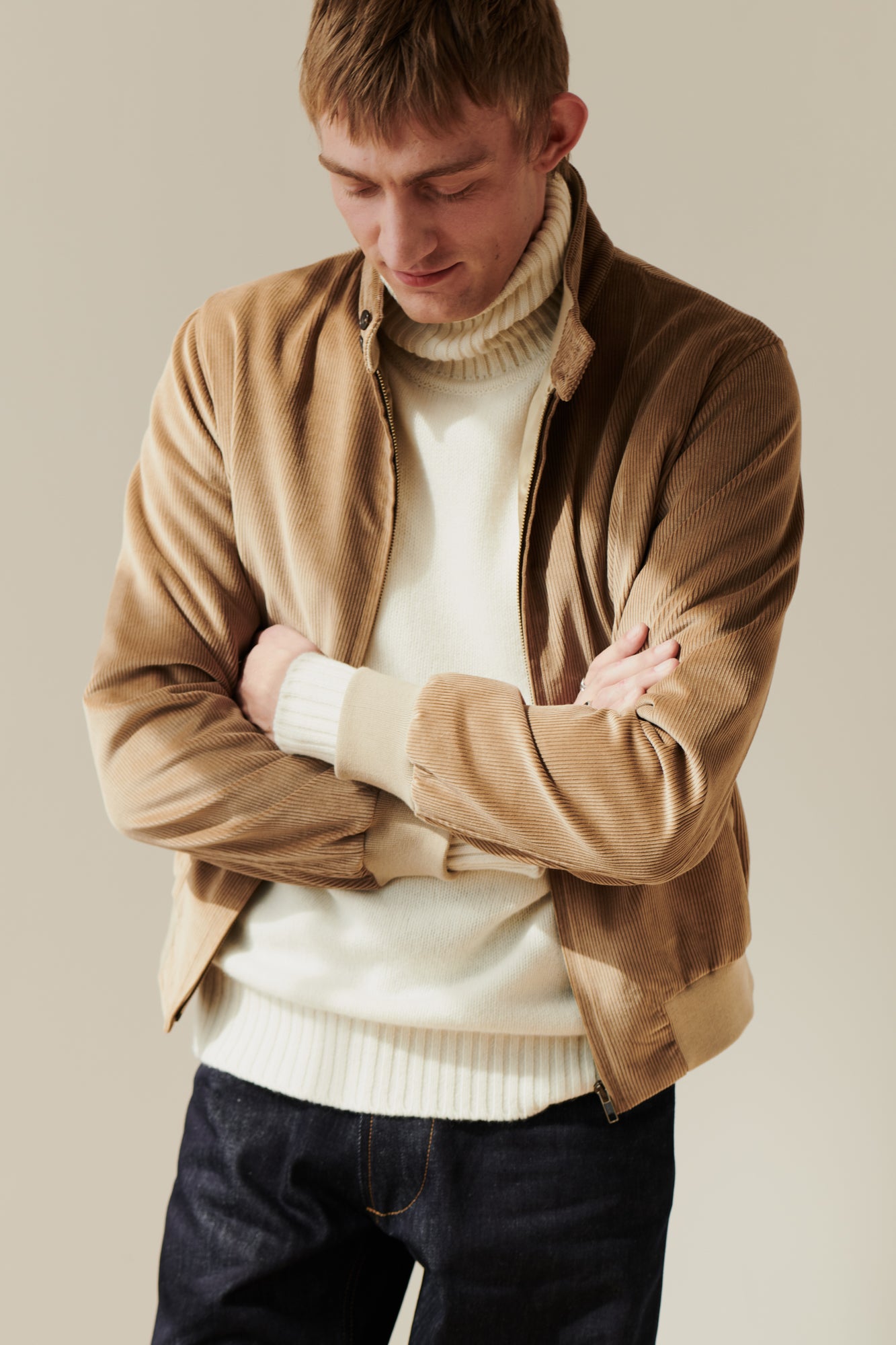 Men's Corduroy Harrington Jacket - Stone