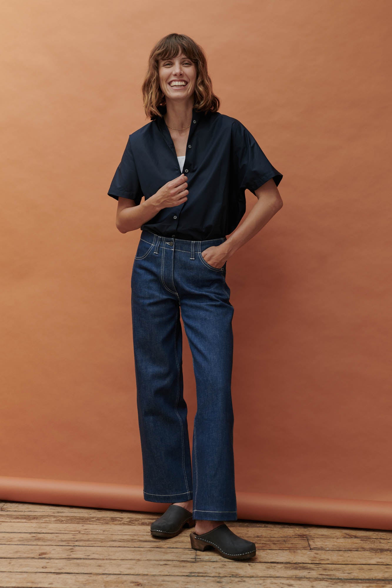 Women's Work Wide Straight Leg Denim Jeans - Blue