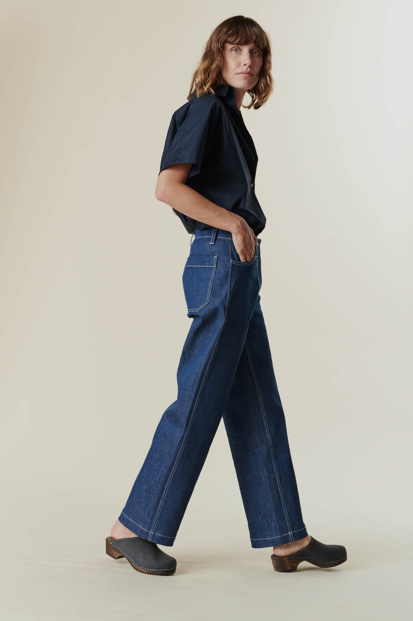Women's Work Wide Straight Leg Denim Jeans - Blue