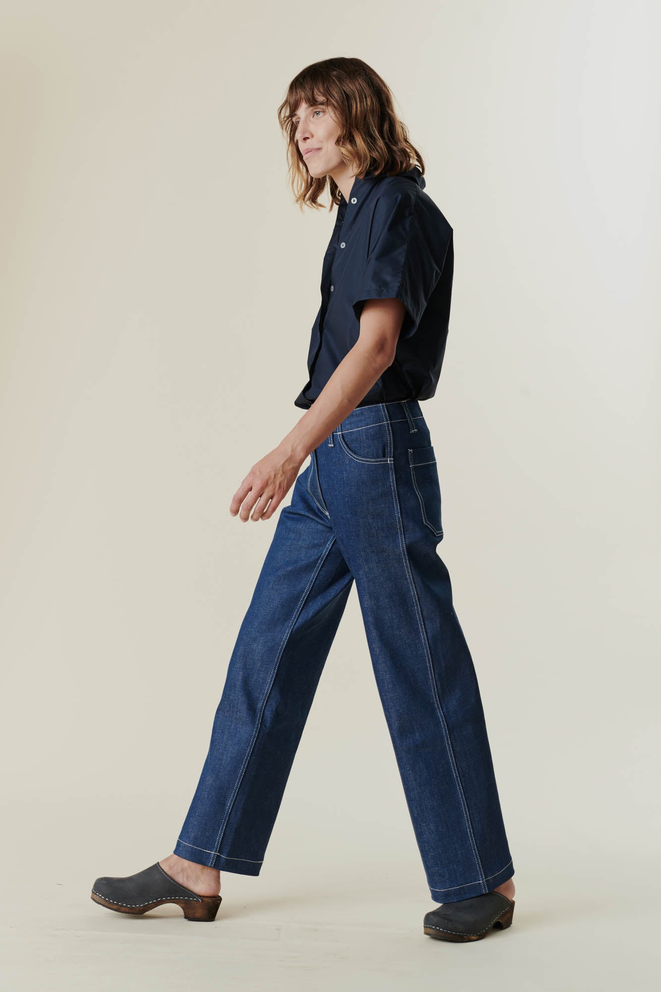 Women's Work Wide Straight Leg Denim Jeans - Blue