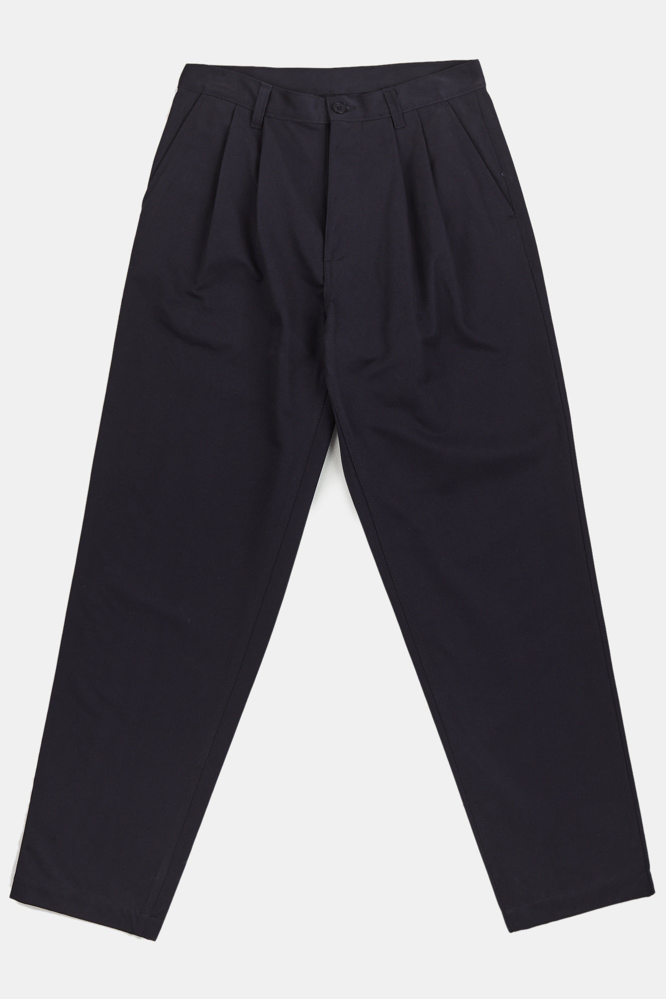 Men's Pleated Heavyweight 100% Cotton Twill Chinos - Dark Navy