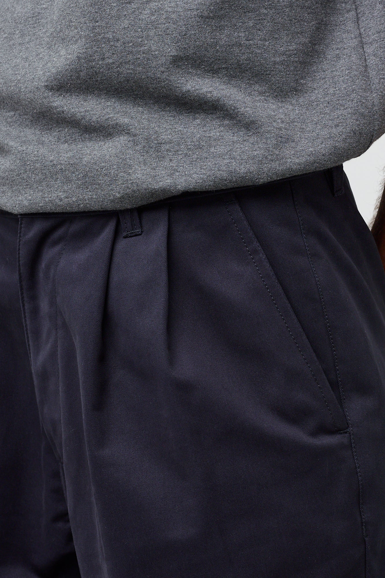 Men's Pleated Heavyweight 100% Cotton Twill Chinos - Dark Navy