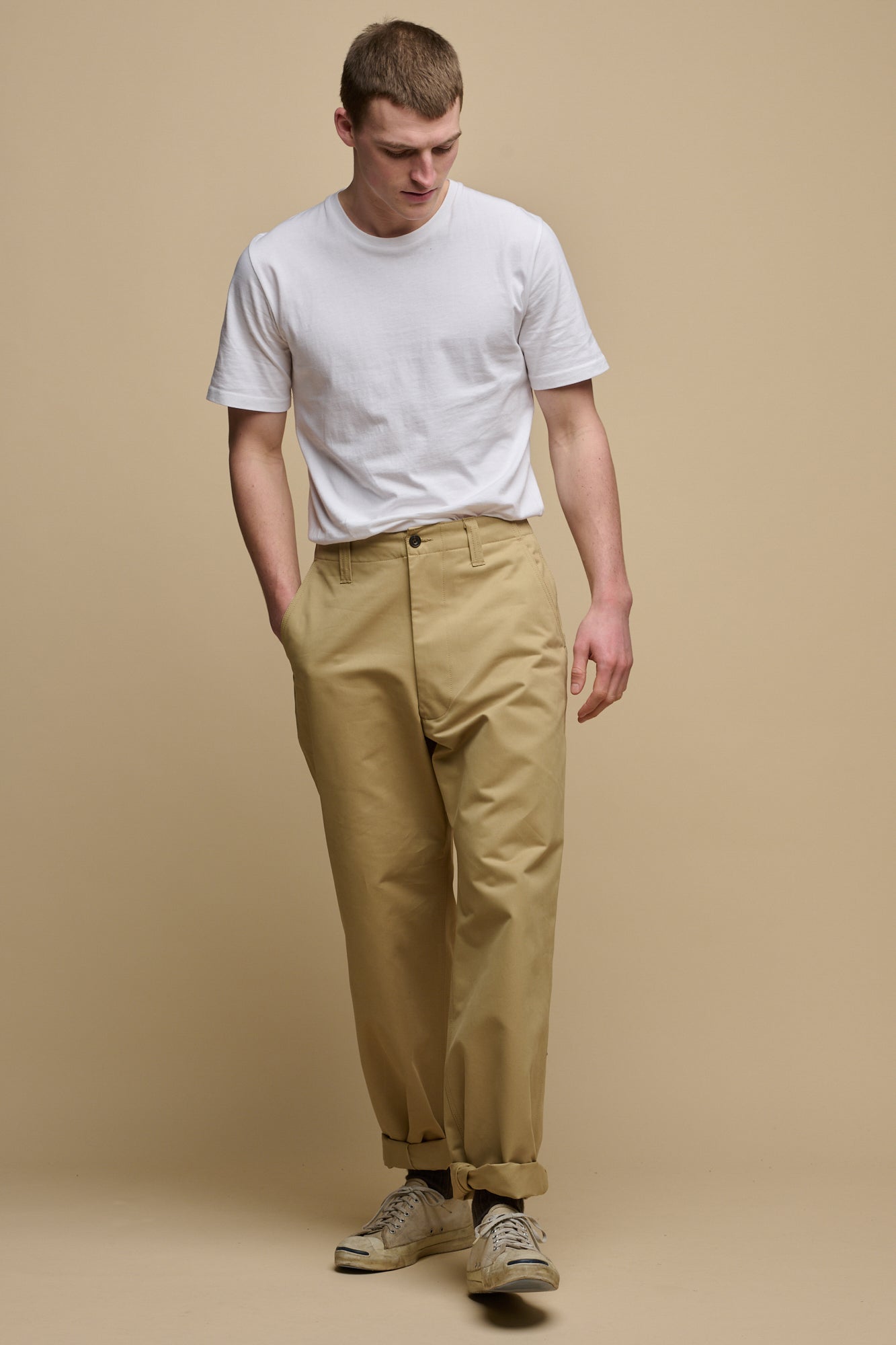 Men's Field Heavyweight 100% Cotton Twill Trousers - Stone