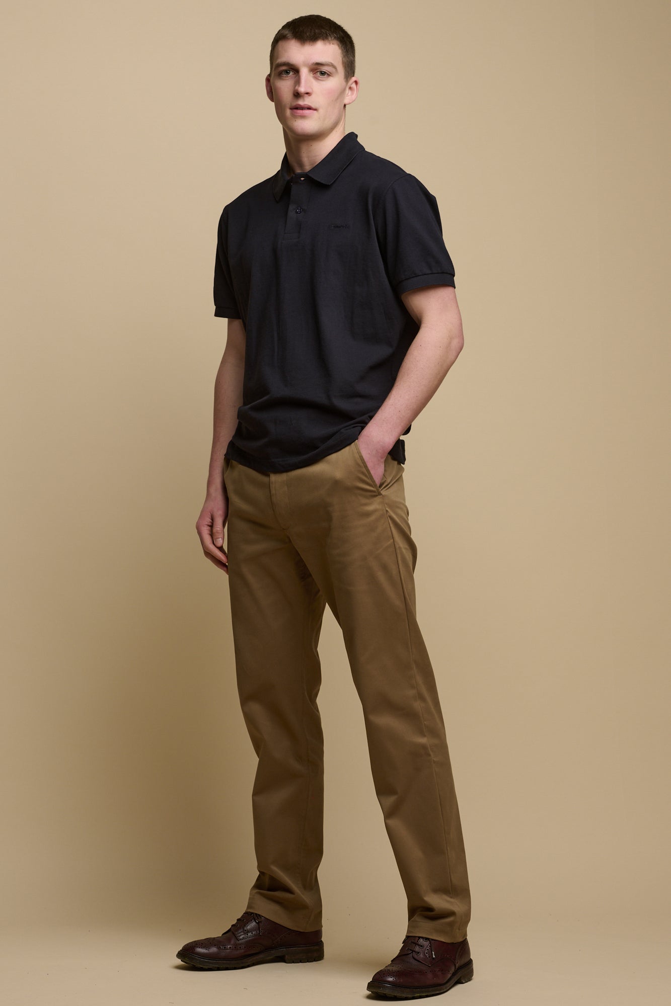 Men's Slim Lightweight Stretch Cotton Twill Chinos - Khaki