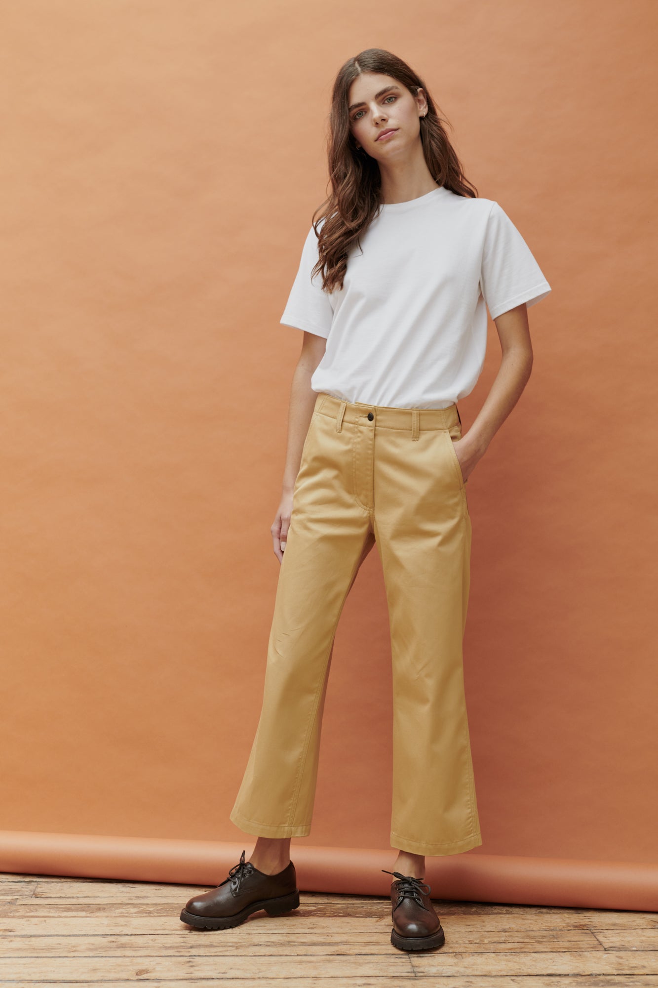 Women's Cropped Work Trousers - Beige
