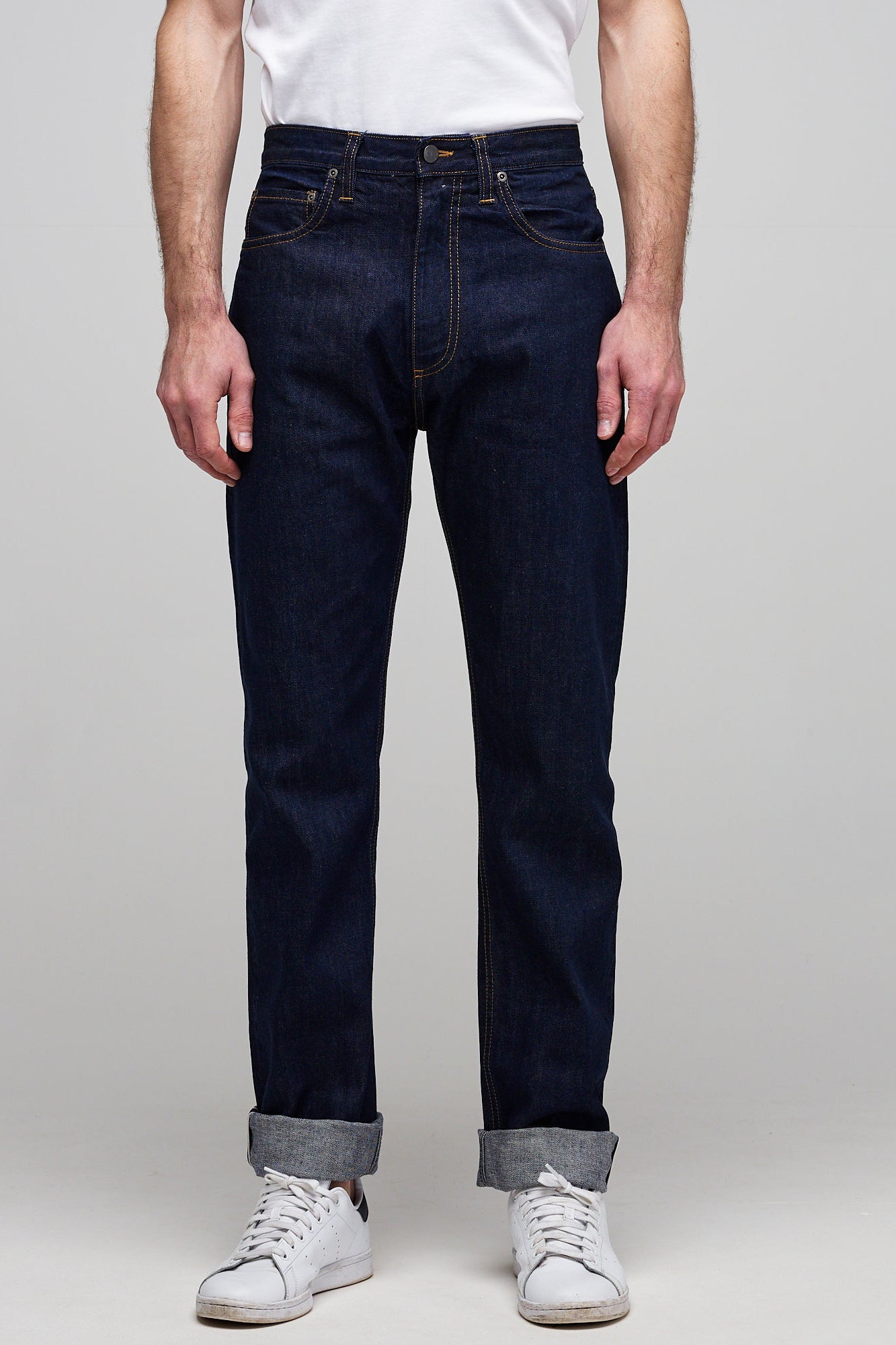 Men's Straight Cut Selvedge Denim Five Pocket Jean - Rinse
