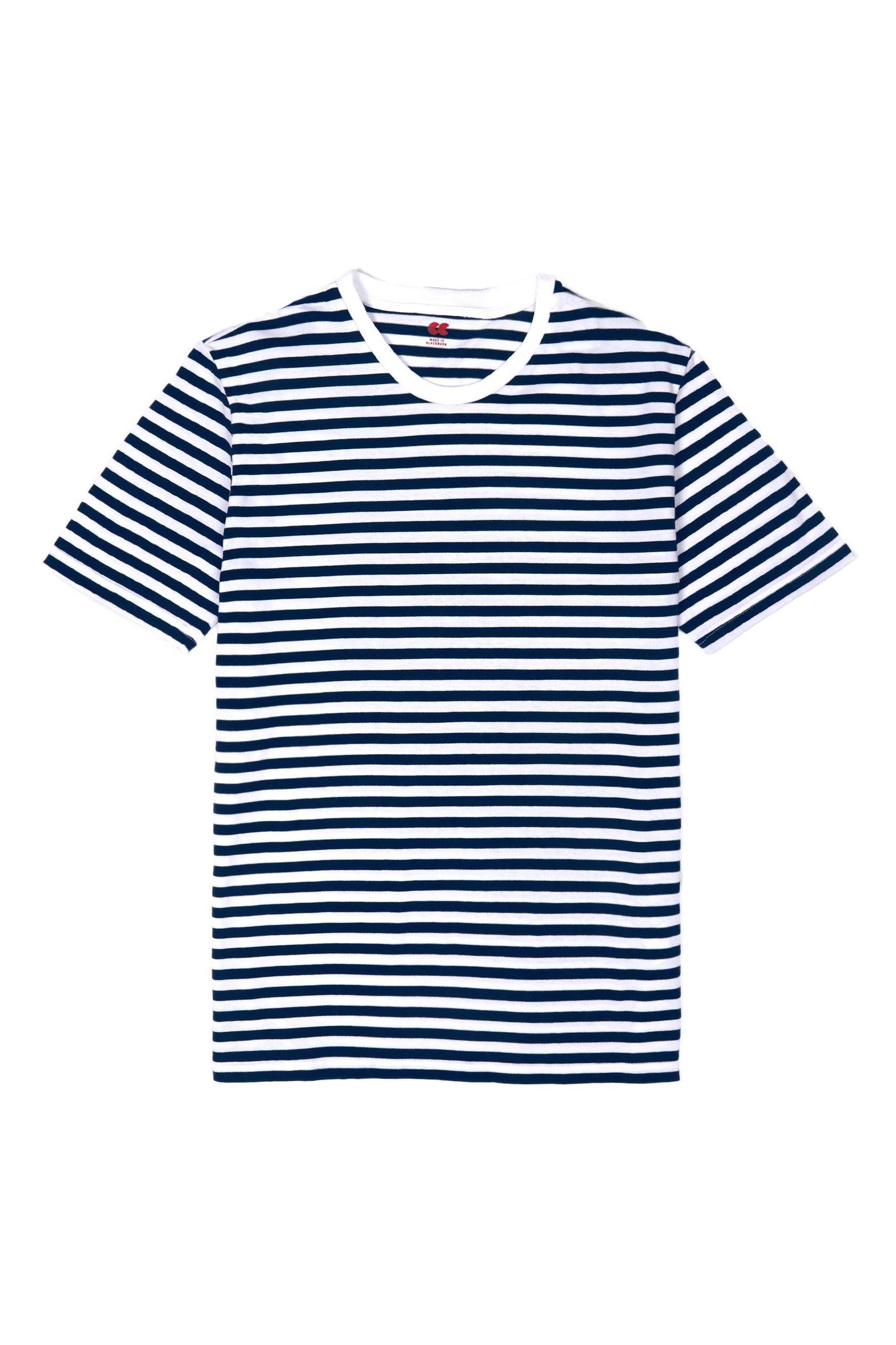 Women's Short Sleeve Stripe T Shirt - White/Navy