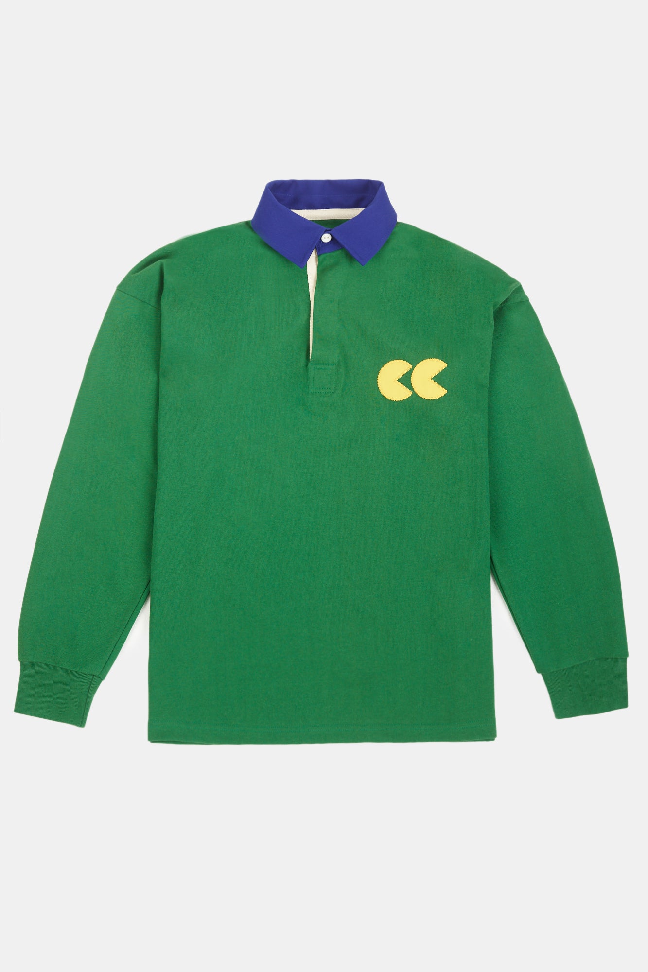 Contrast Collar Rugby Shirt - Green/Blue