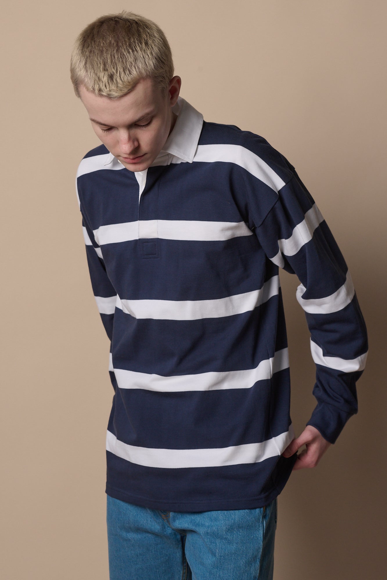 Striped Rugby Shirt - Navy/White