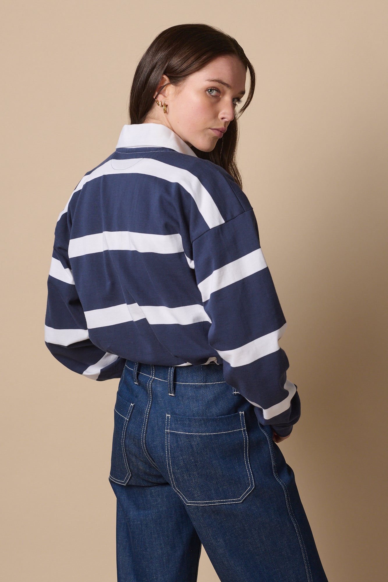 Striped Rugby Shirt - Navy/White