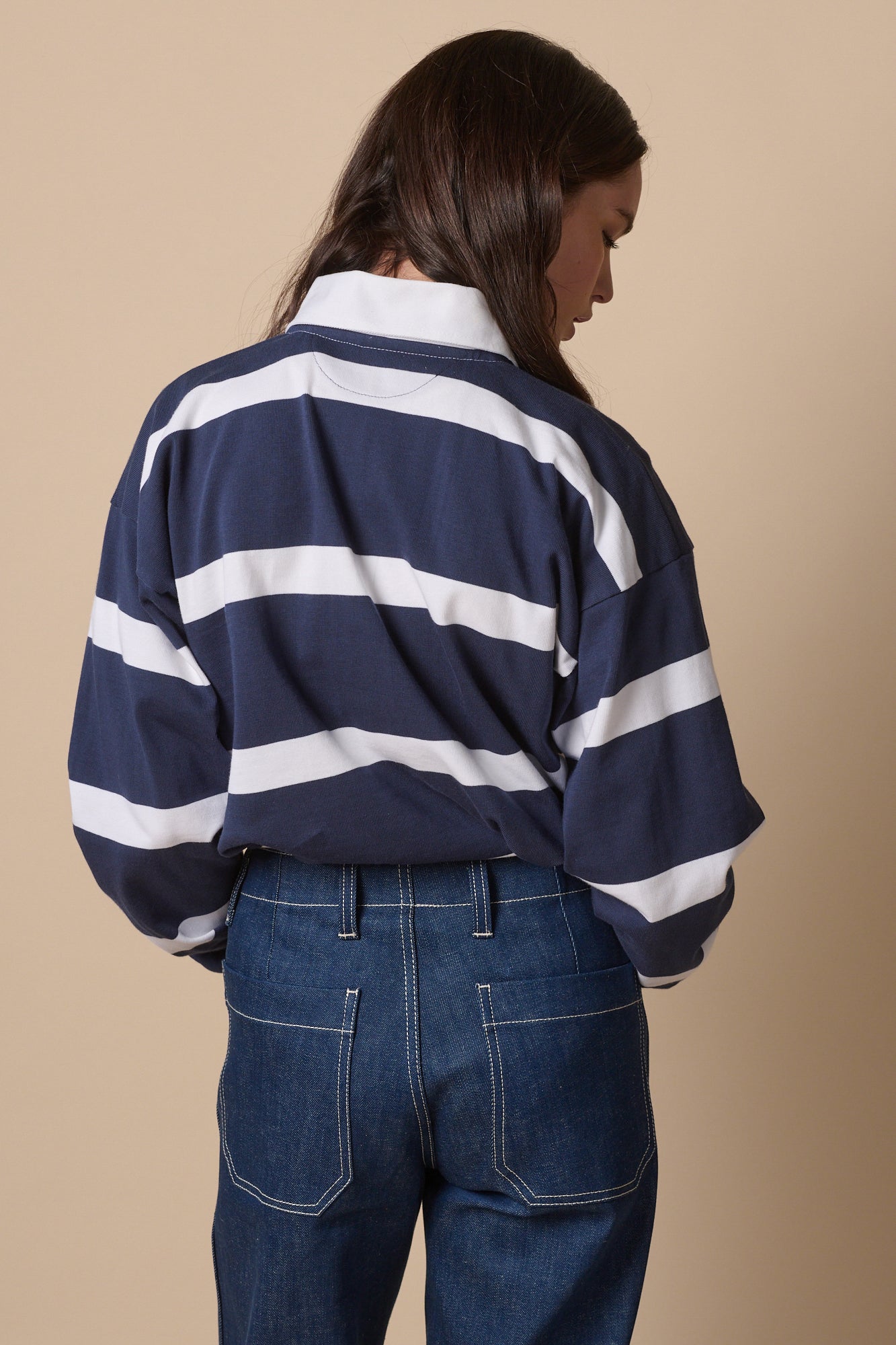 Striped Rugby Shirt - Navy/White