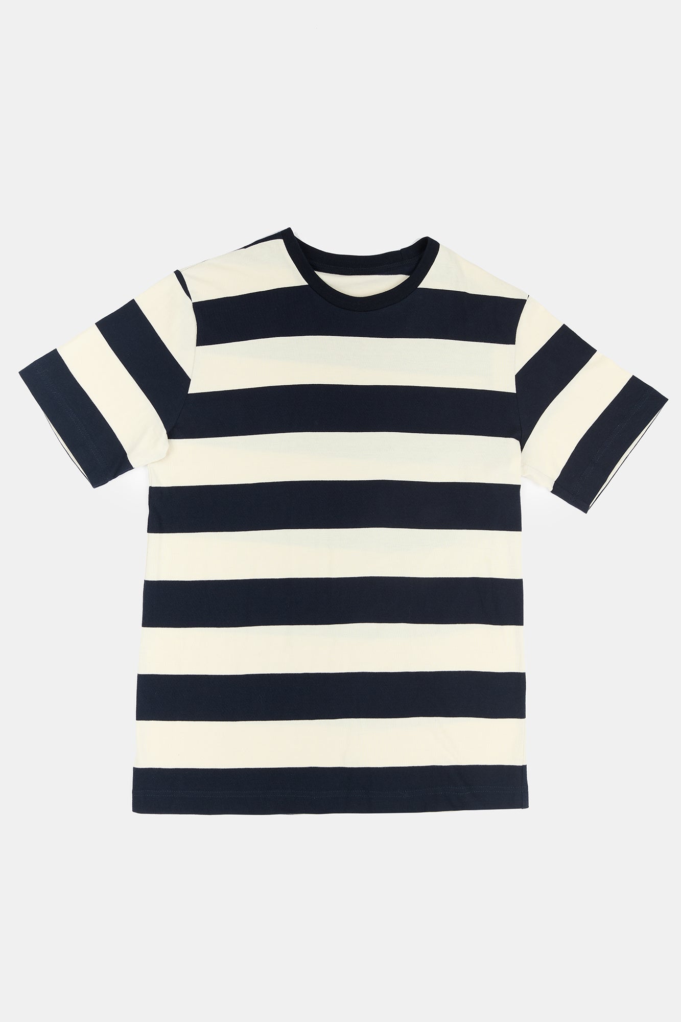 Women's Wide Stripe Short Sleeve T Shirt - Ecru/Navy