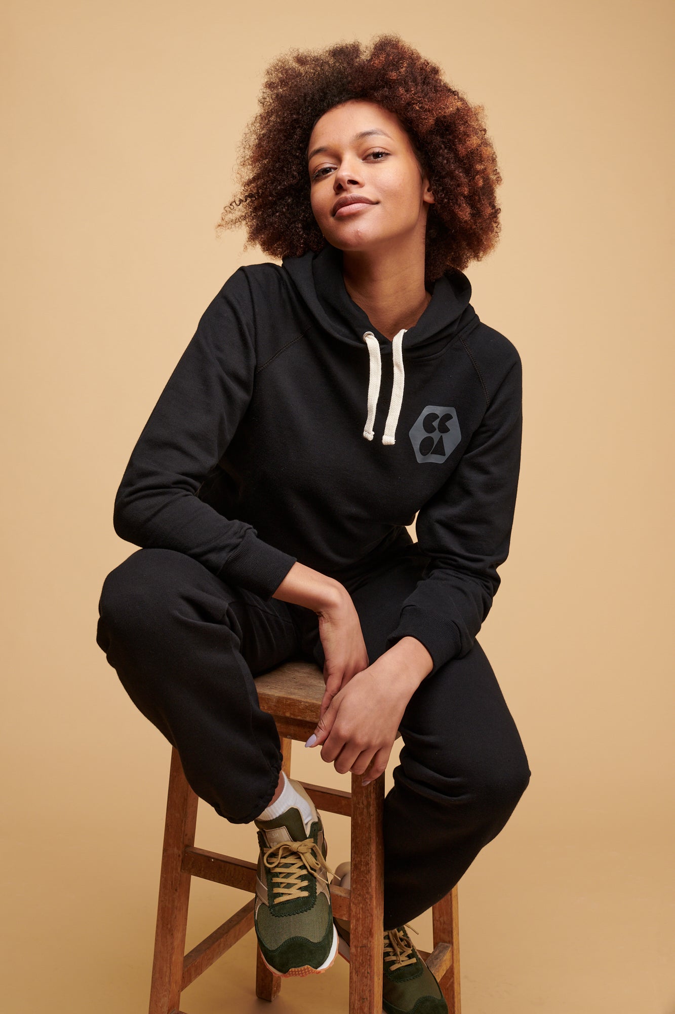Womens Raglan Hooded Sweatshirt Plastic Free - Black