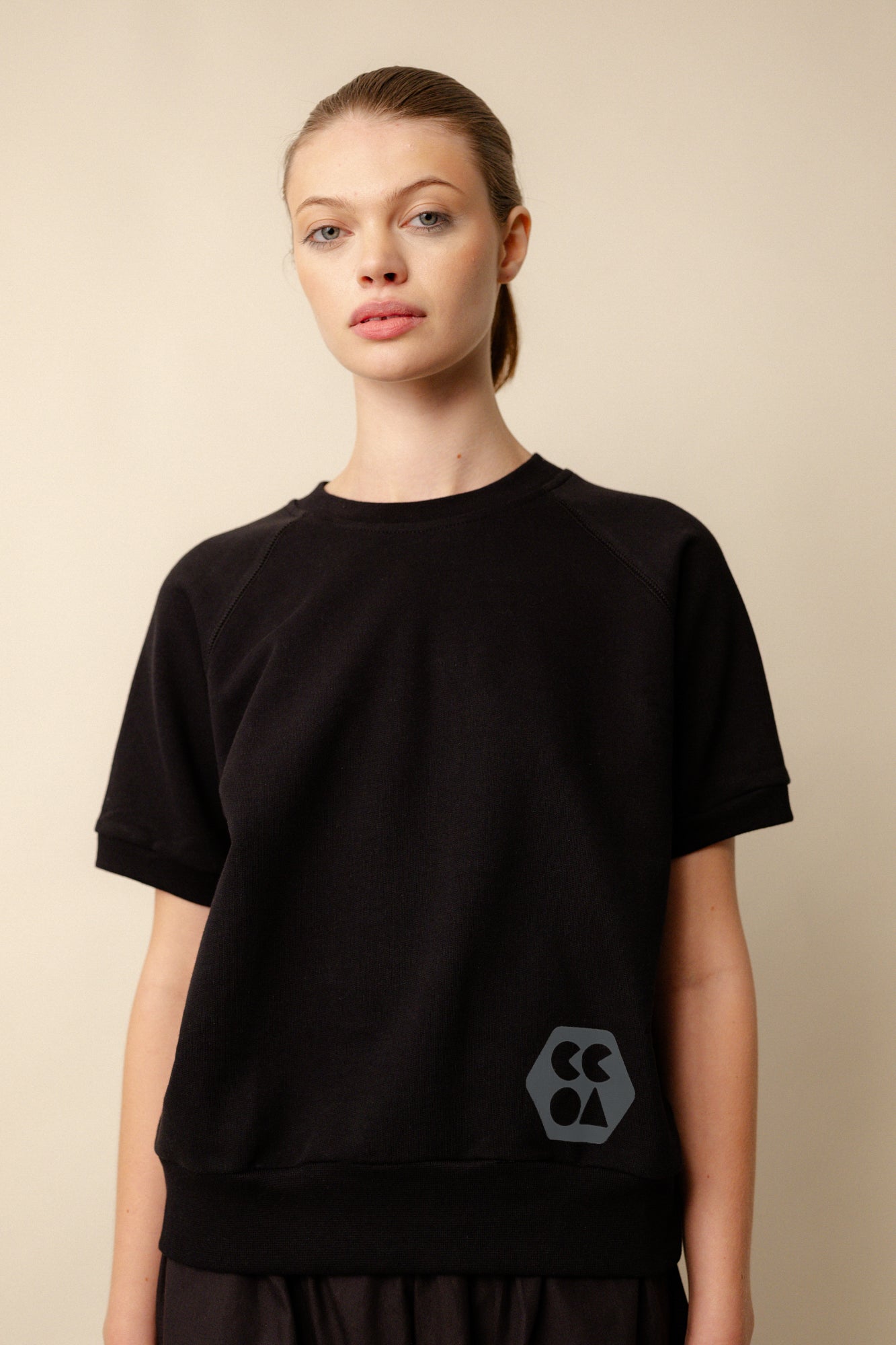 Women's Short Sleeve Raglan Training Top Plastic Free - Black