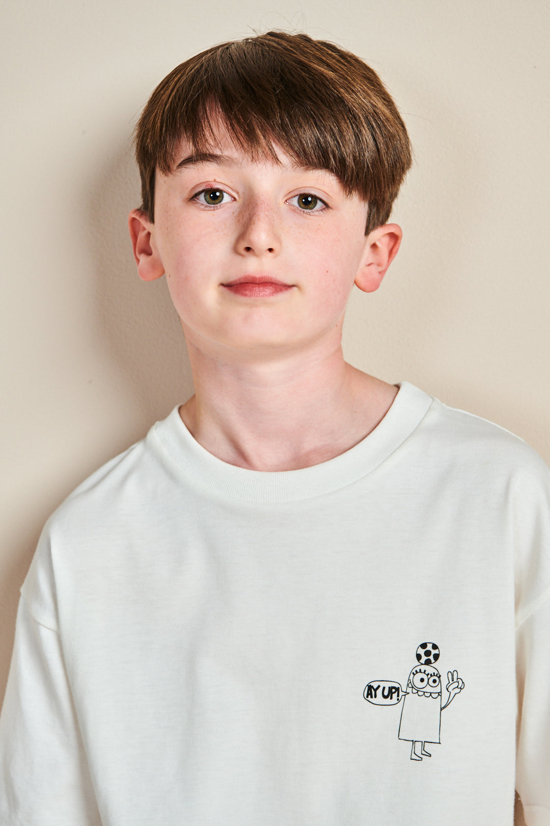 Kids Aye Up! T Shirt Plastic Free - Bone