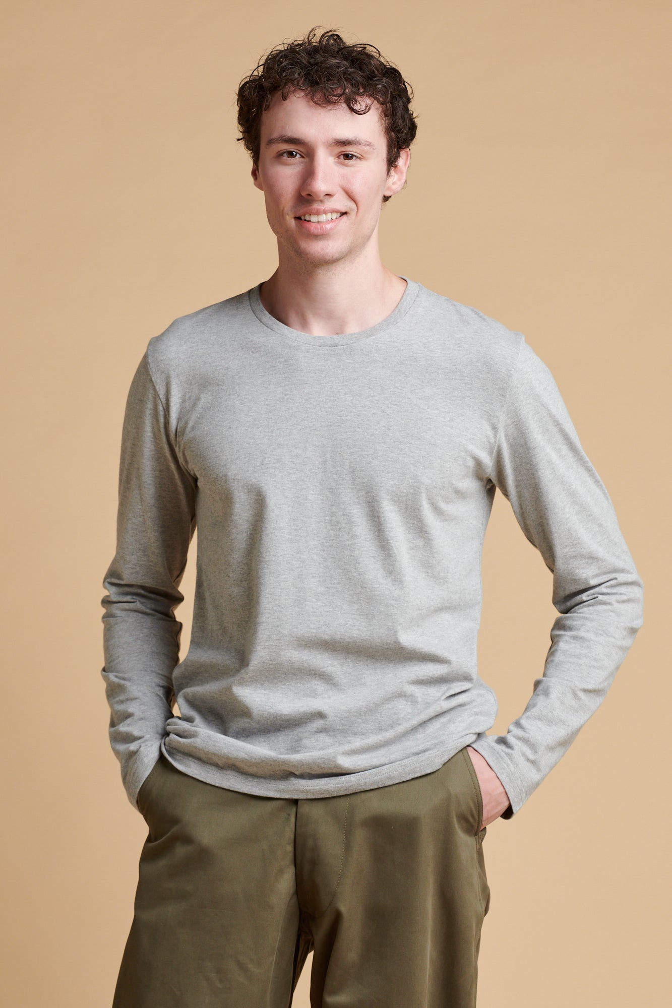 Men's Long Sleeve T Shirt - Grey Marl